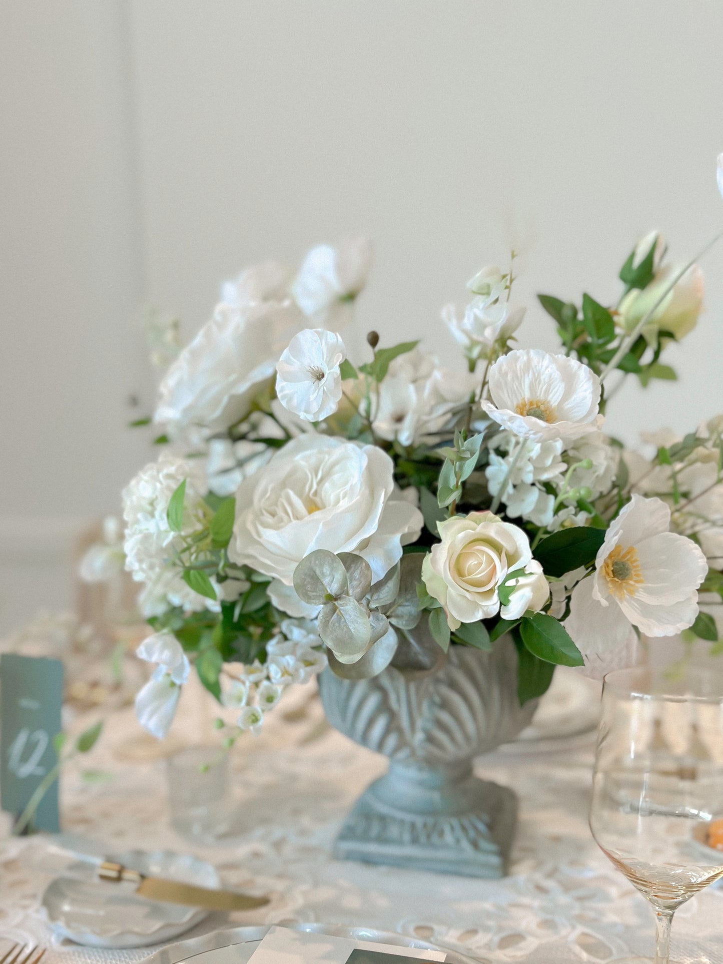 White Shirley Poppy-Artificial Real Touch Flower