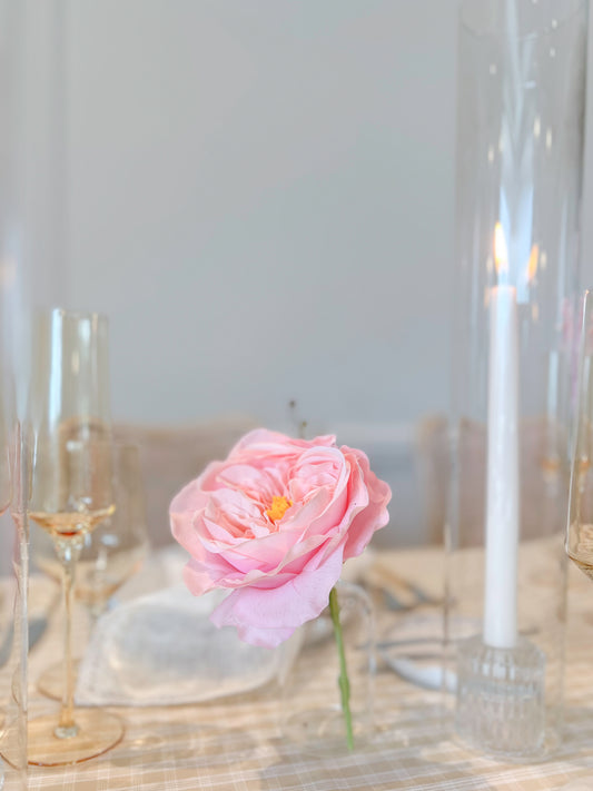 Mayras Bridal Pink Rose with Bud -Artificial Real Touch