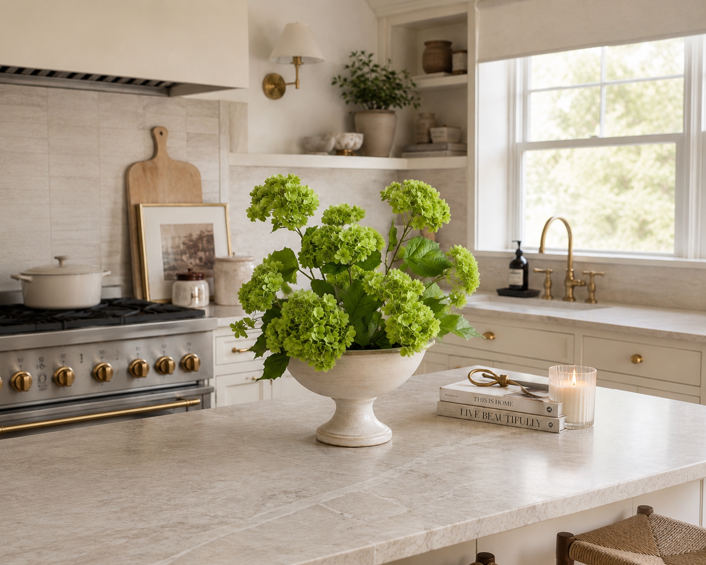 Green Snowball Hydrangea -Artificial Real Touch