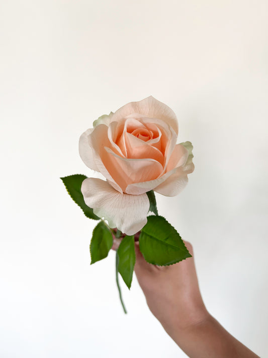 Peach Tiffany Rose -Artificial Real Touch Flower
