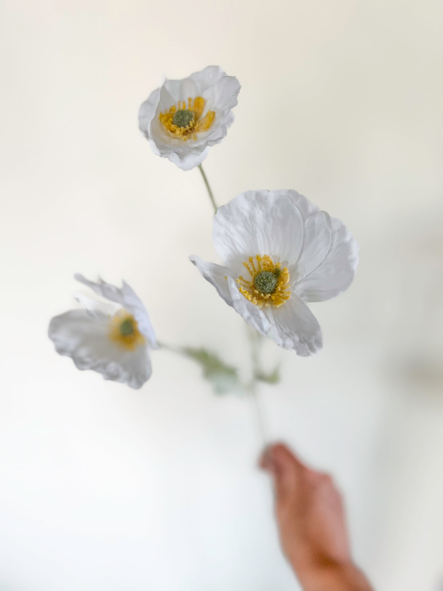 White Shirley Poppy-Artificial Real Touch Flower