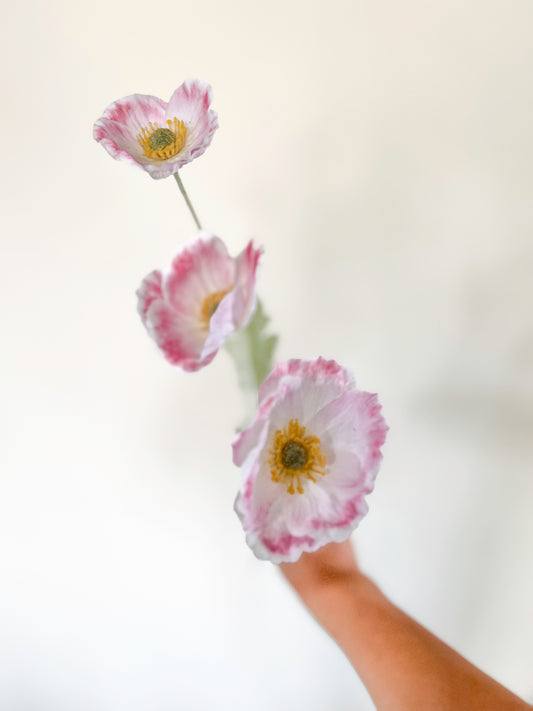 Pink Shirley Poppy-Artificial Real Touch Flower