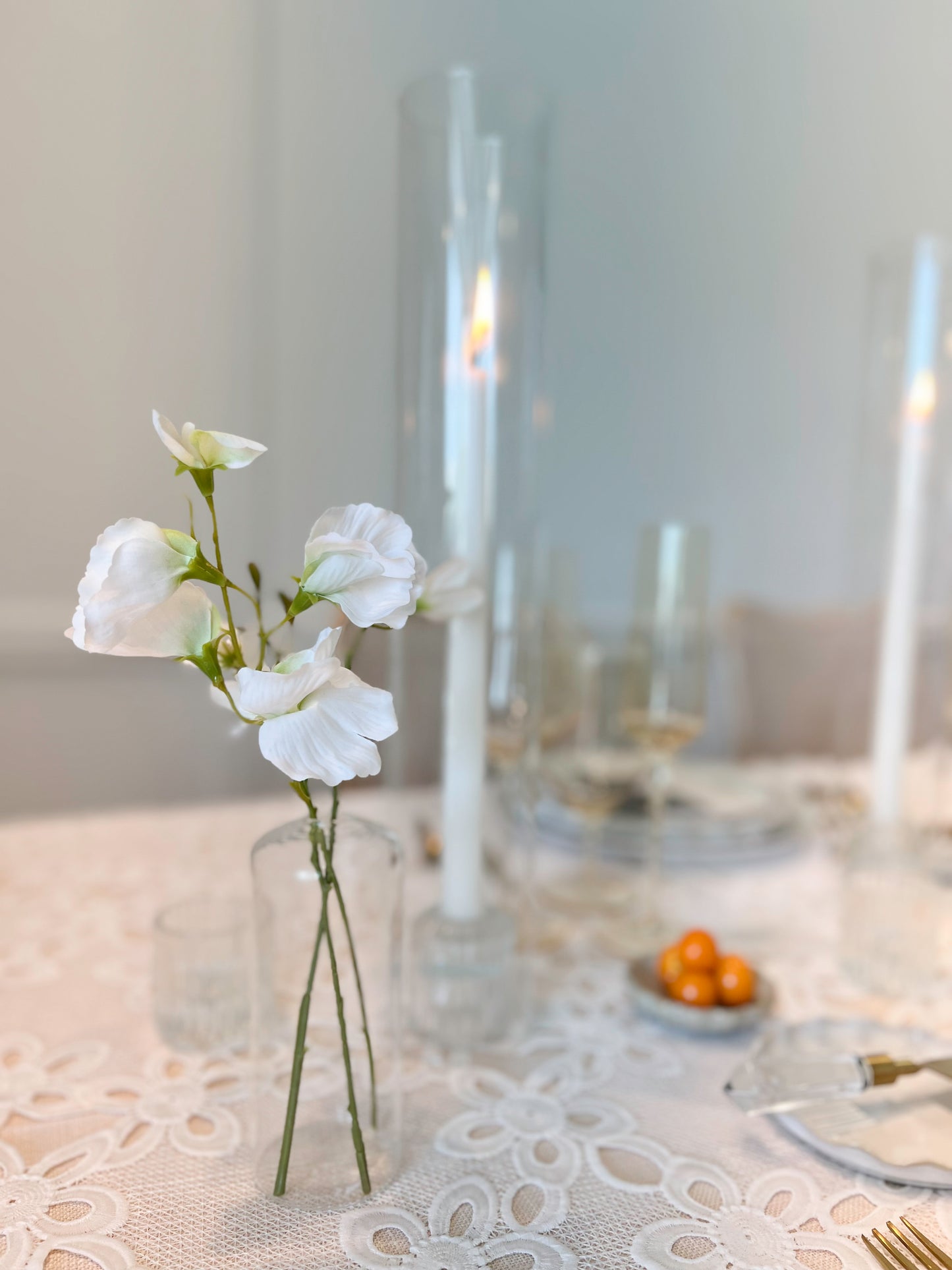 White Sweetpea -Artificial Real Touch