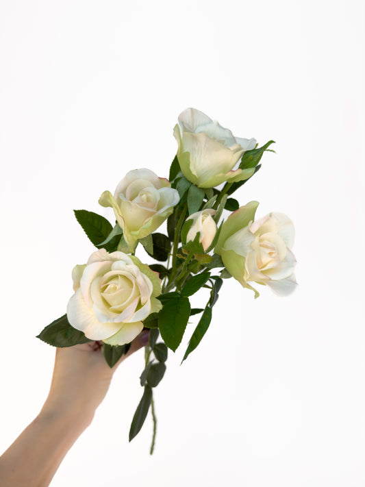 Vanilla Cream Spray Roses -Artificial Real Touch
